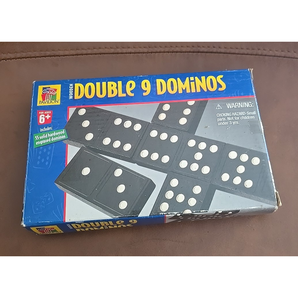 Vintage 1999 Pavillion Double 9 Dominos 55 Wooden Domino Game #554 - Complete